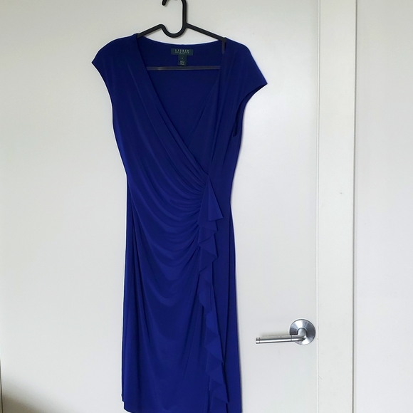 Ralph Lauren - Blue Dress with Ruching Detail - Size US 4 - Picture 3 of 5